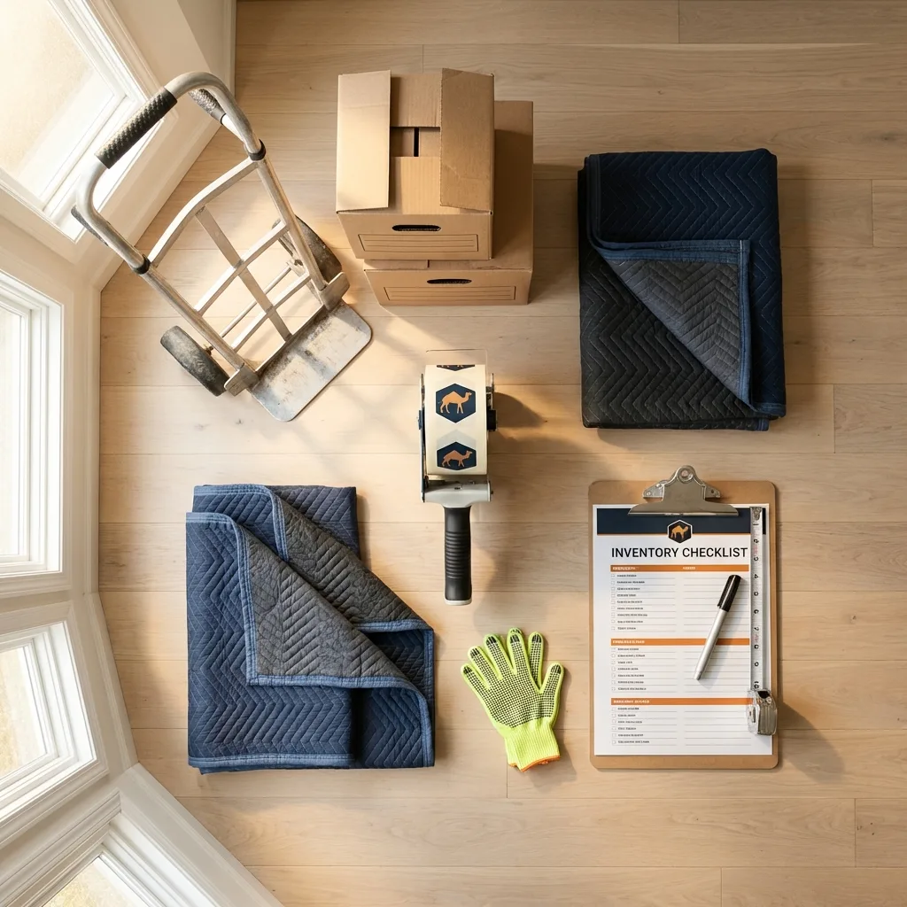 Professional moving supplies and packing materials layout for Maryville residential relocations